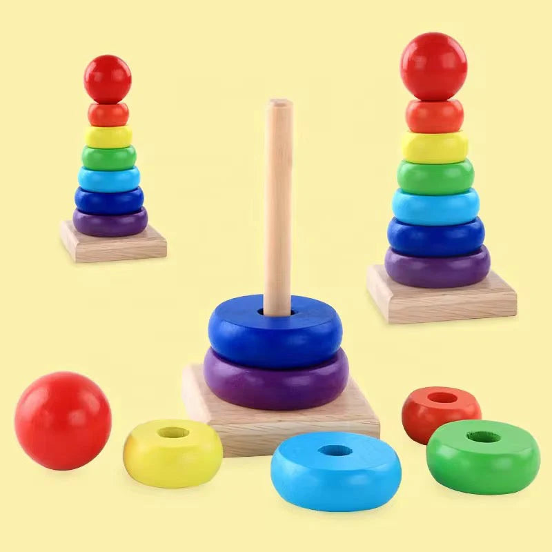Pyara Bachy Wooden Rainbow Stacking Ring Toy – Educational Toy for Kids
