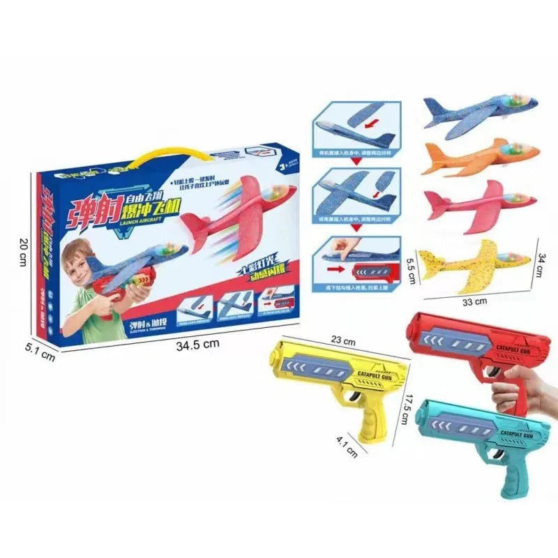 2 in 1 EPP Foam Airplane Launcher - Outdoor Glider Toy for Kids.
