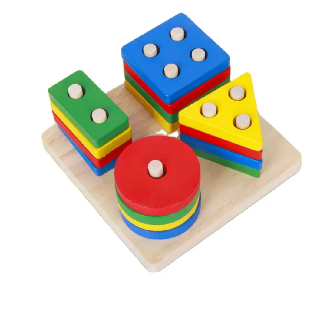 Wooden Puzzle Shape Sorter Toys for Toddlers – Montessori Stacking Educational Learning Toys for Kids Ages 1 2 3