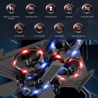 RC Jet Drone Fighter Stunt Plane – 6-Channel Remote Control Aircraft with Lights & 360° Flip