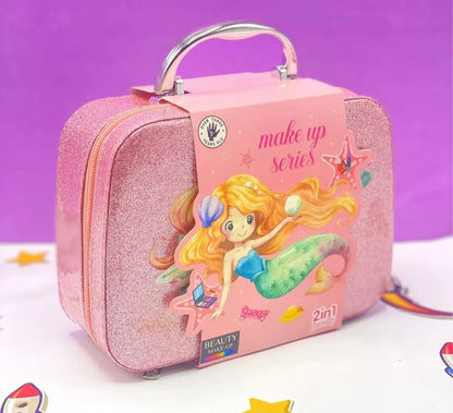 Girls Real Makeup Kit – Zipper Box Cosmetic Toy Set for Kids