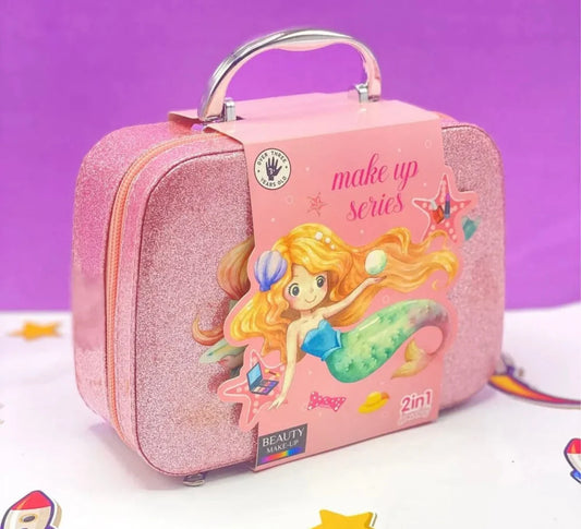 Girls Real Makeup Kit – Zipper Box Cosmetic Toy Set for Kids