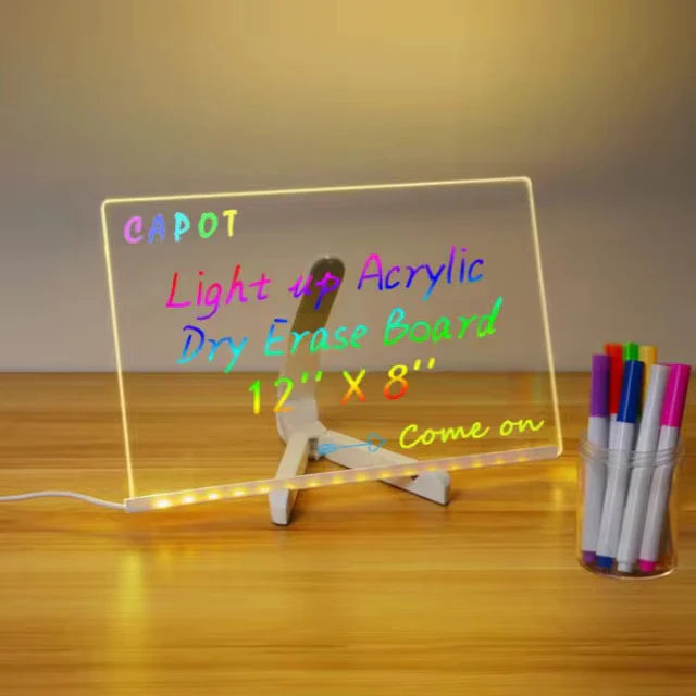 Mini Led Writing Boards LED Acrylic Writing Board with Stand & Colourful Markers (Removable ...