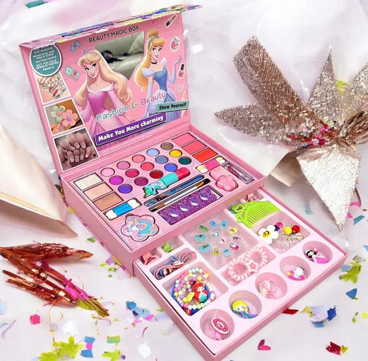 ✨ Princess Makeup Box Set – With Hair Accessories & Bead Bracelet Kit ✨