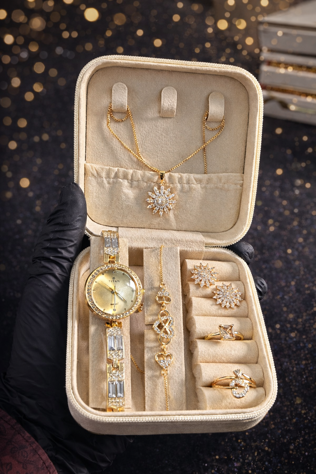 Luxury Jewelry Set with Watch – Premium 7 Pcs Gift Box.
