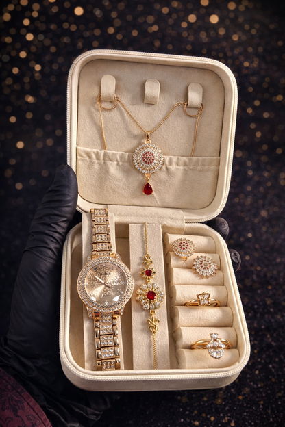 Luxury Jewelry Set with Watch – Premium 7 Pcs Gift Box.