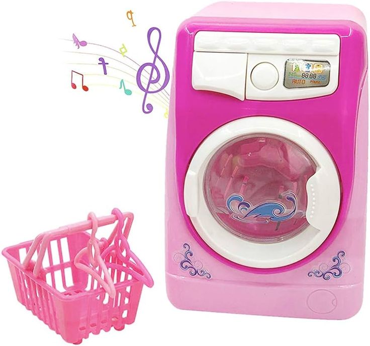 Kids Mini Household Appliance Pretend Play Set – Sewing, Iron, Vacuum & Washing Machine | Battery Operated | Pink