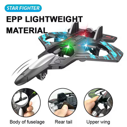 RC Jet Drone Fighter Stunt Plane – 6-Channel Remote Control Aircraft with Lights & 360° Flip