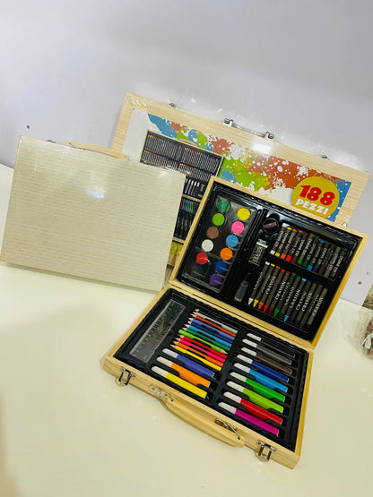 Colouring Art Kit – Multi-Character Box Set for Kids 188 pcs wooden case.