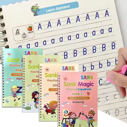 Sank Magic Practice Copybook Set – 4 Books + Magic Pen