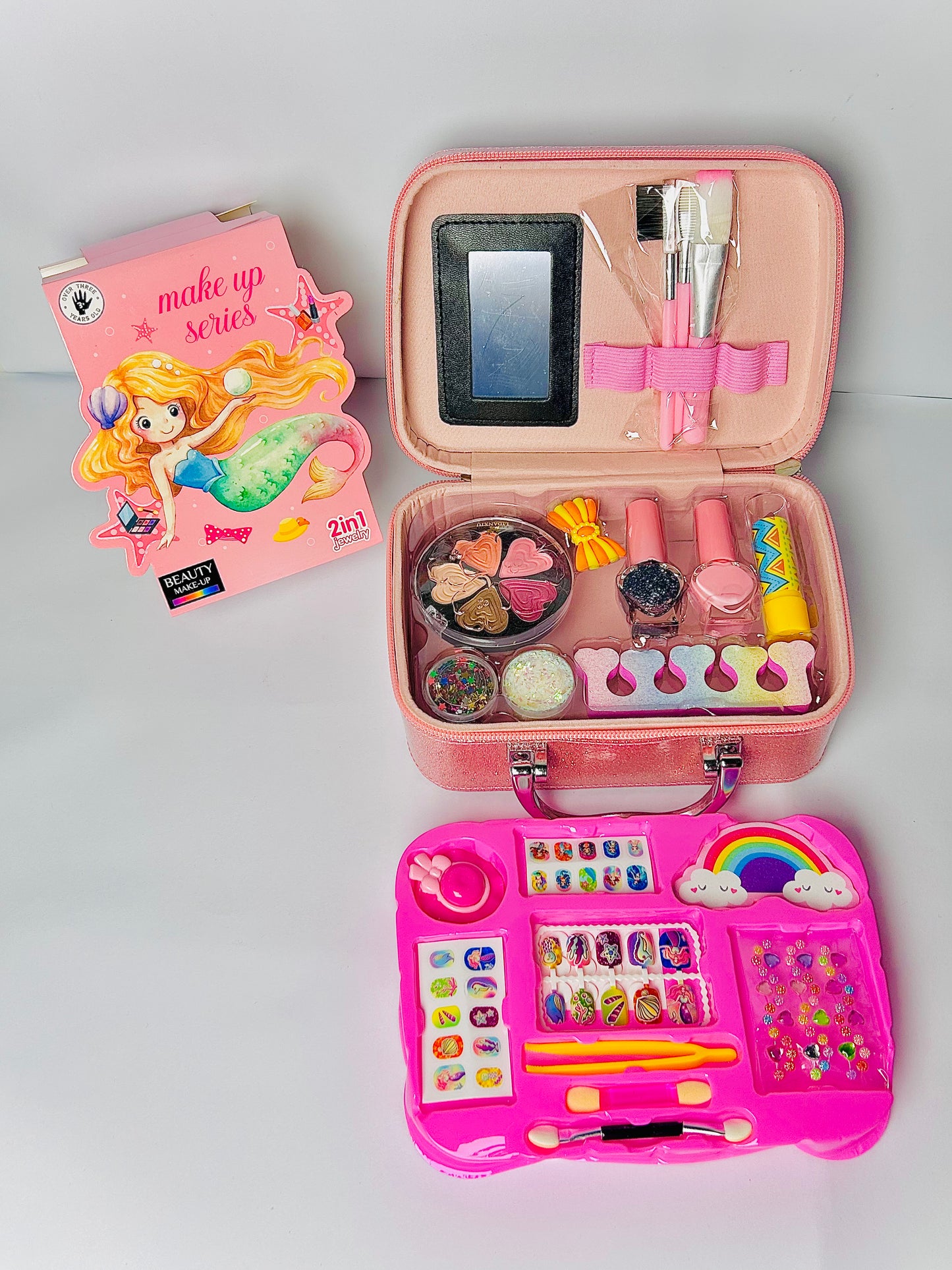 Girls Real Makeup Kit – Zipper Box Cosmetic Toy Set for Kids