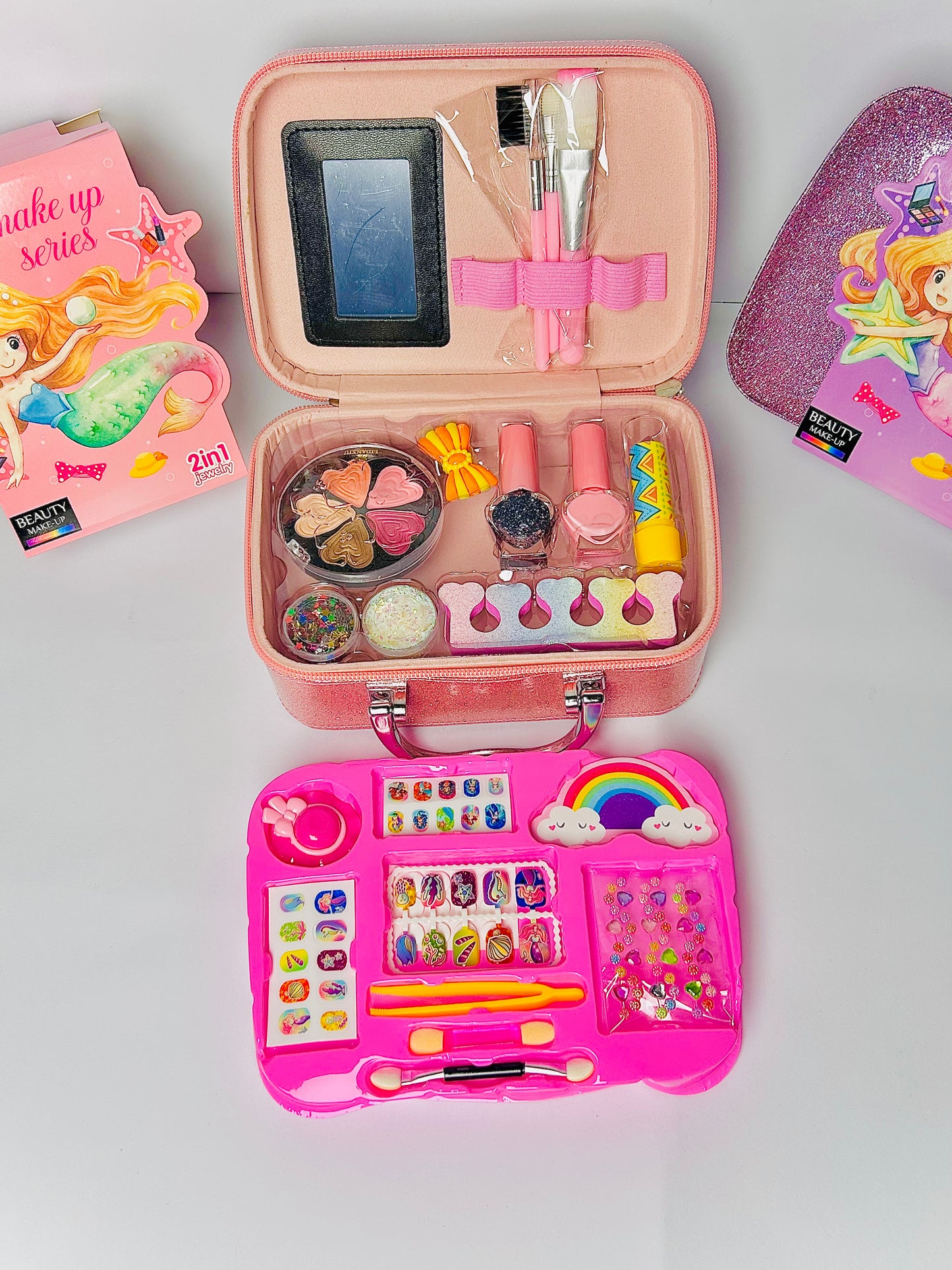 Girls Real Makeup Kit – Zipper Box Cosmetic Toy Set for Kids