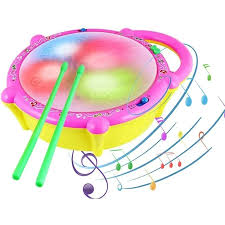 Electronic Musical Flash Drum Toy with 5 Visual 3D Lights for Kids. (Multicolor)