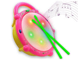 Electronic Musical Flash Drum Toy with 5 Visual 3D Lights for Kids. (Multicolor)