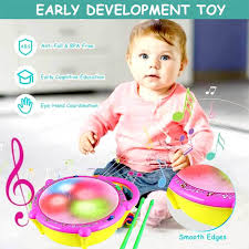 Electronic Musical Flash Drum Toy with 5 Visual 3D Lights for Kids. (Multicolor)